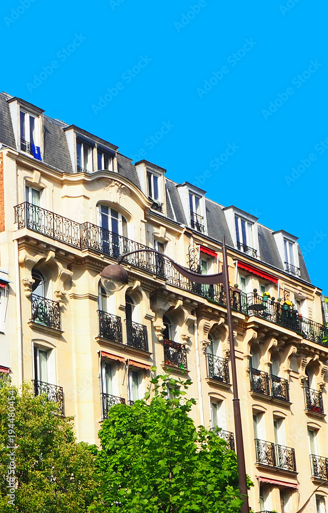 Paris. Typical architectural details of city facades