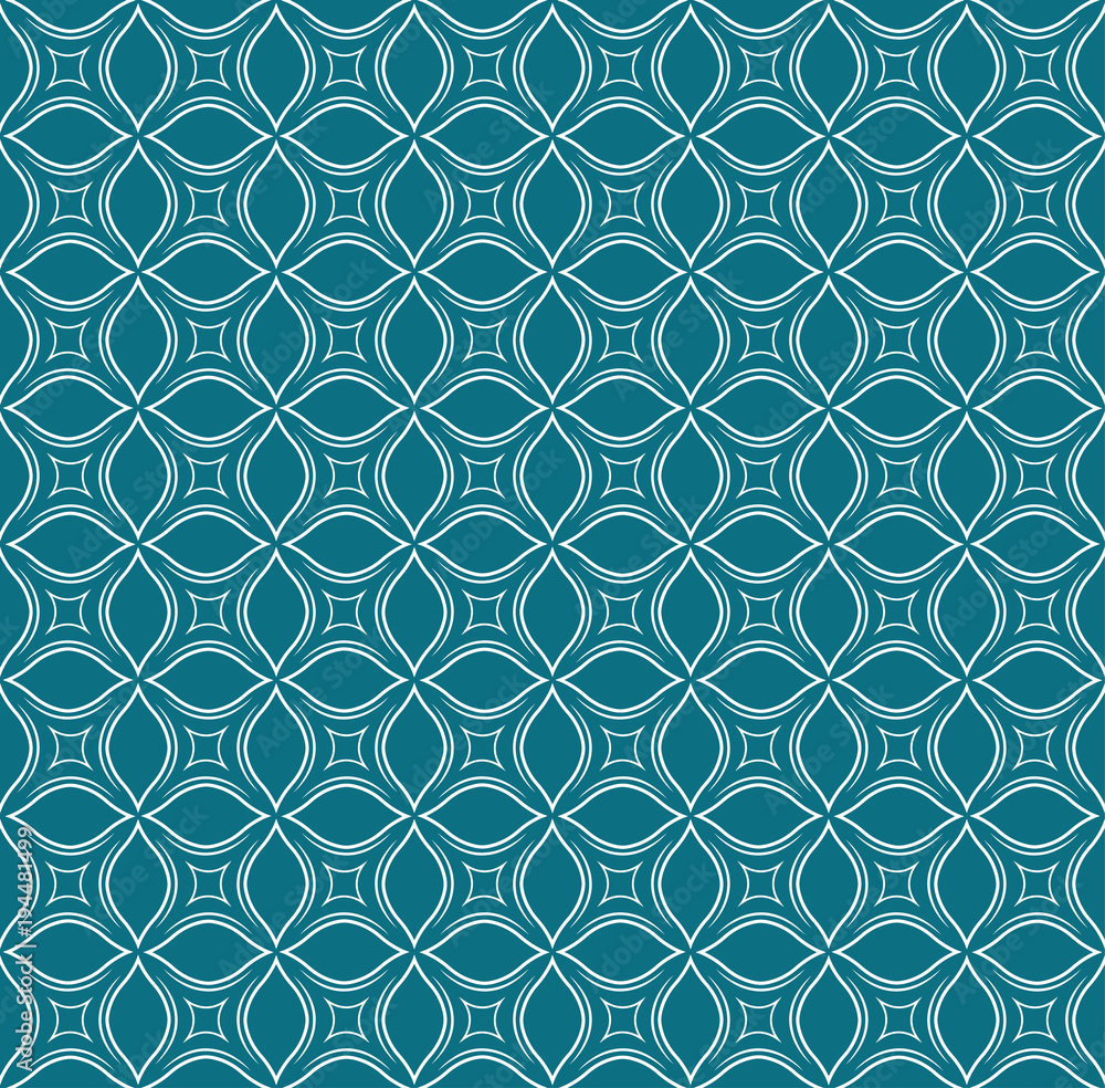 Fototapeta premium Ornamental Abstract floral tiles seamless vector pattern. Geometric Flower Background.