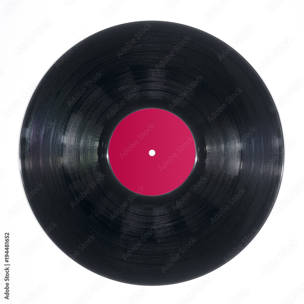 Black DJ vinyl record plate for a music player on a white background  close-up Photos | Adobe Stock