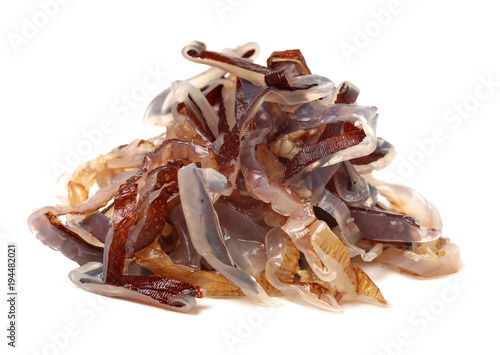 dried jellyfish slices isolated on white background