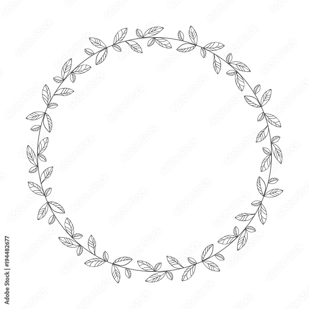 vector hand drawn floral wreath, round frame with leaves, decorative design element, illustration vector hand drawn floral wreath, round frame with leaves, decorative design element, illustration