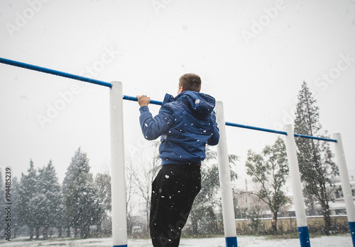Workout on a snowy day