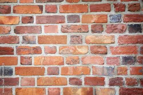 Red brick wall, wall texture, background with brick