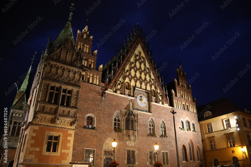 Gothic Wroclaw Old Town Hall on market square