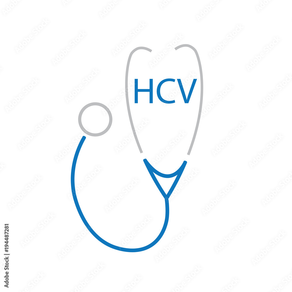 HCV (Hepatitis C Virus) acronym and stethoscope icon- vector illustration HCV (Hepatitis C Virus) acronym and stethoscope icon- vector illustration