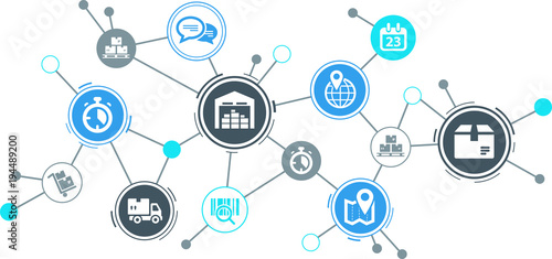 smart company logistics processes - vector illustration