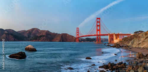 Famous Golden Gate Bridge at sunset,, San Francisco USA