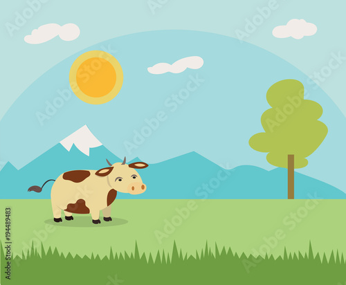 cow and landscape soft spring