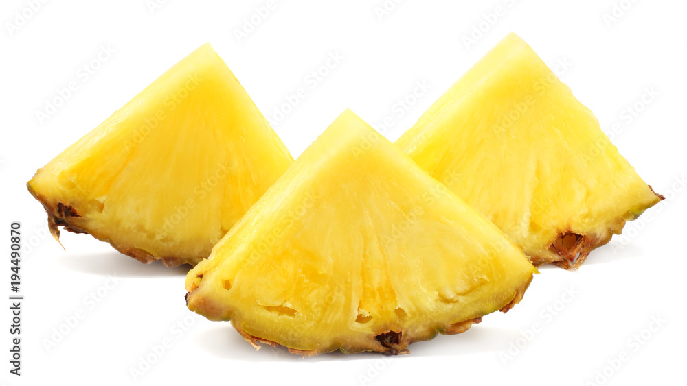 healthy background. pineapple slices isolated on white background healthy background. pineapple slices isolated on white background