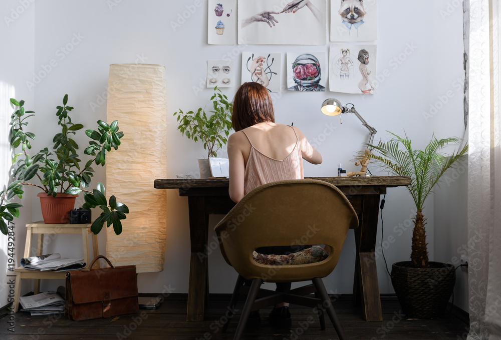 Woman sitting at table