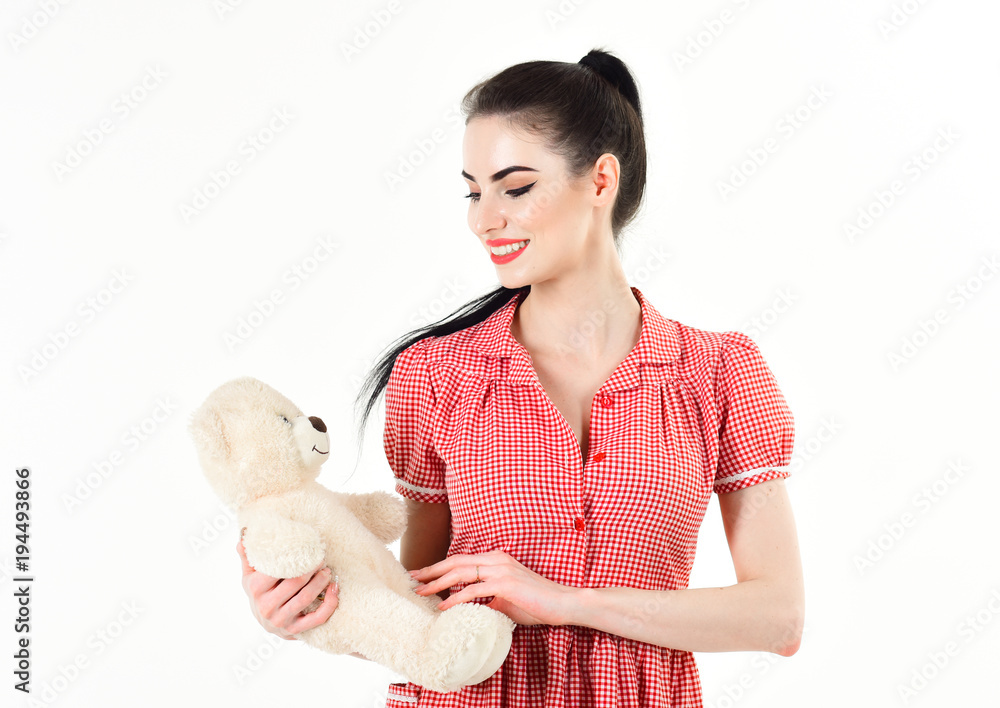 Young beautiful woman with teddy bear Young beautiful woman with teddy bear