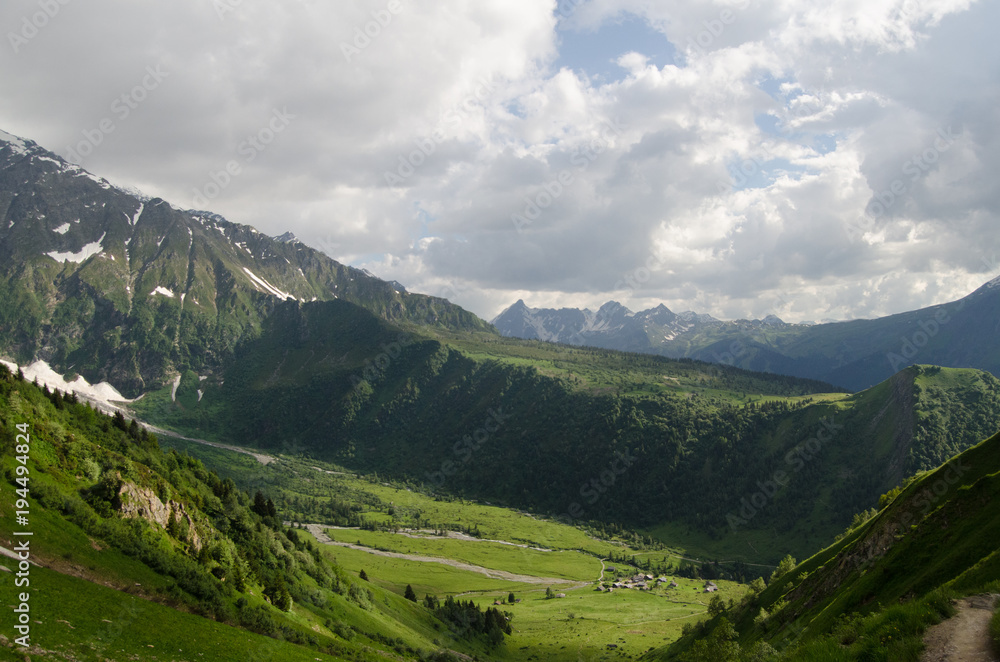 Grassy Alpine mountain landscape