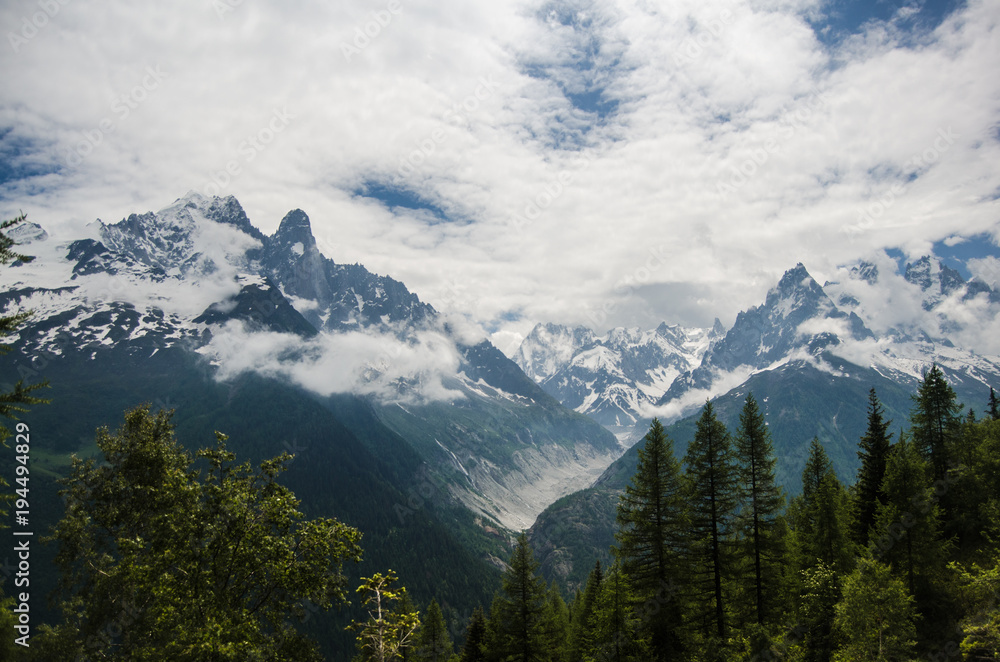 Cloudy Alpine mountain landscape