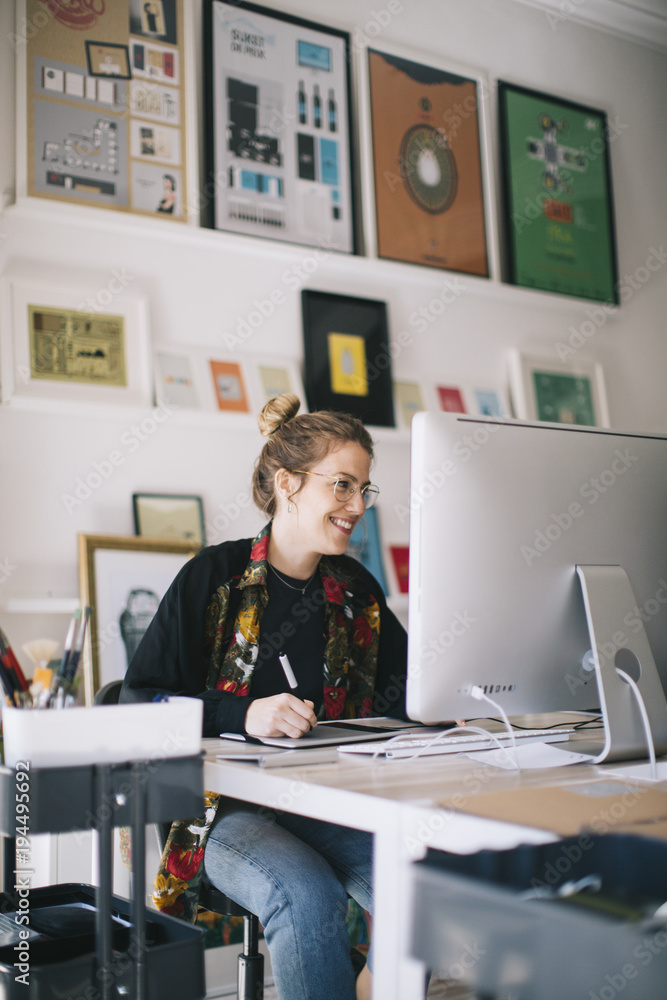 Designer working in her studio.