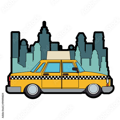 Taxi at the city vector illustration graphic design