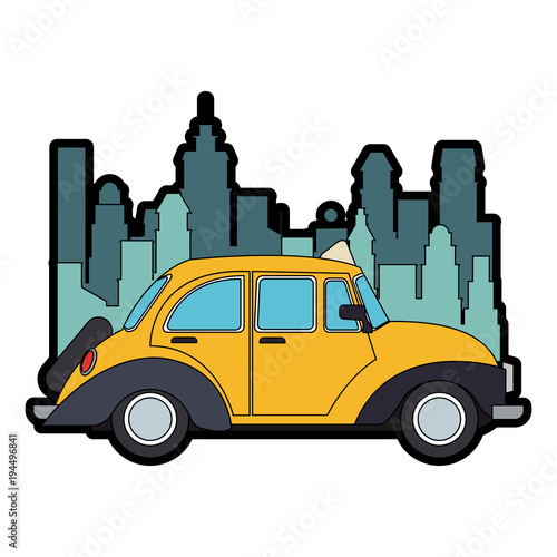 Taxi at the city vector illustration graphic design