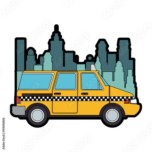 Taxi at the city vector illustration graphic design