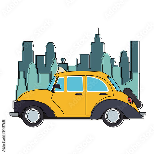 Taxi at the city vector illustration graphic design