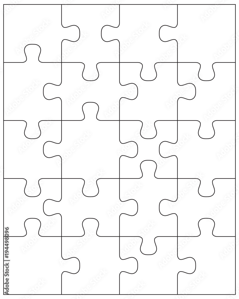 Illustration of separate parts of white puzzle Illustration of separate parts of white puzzle