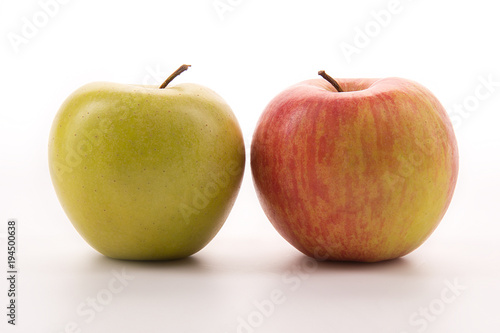 Red and yellow apples isolated on white background.