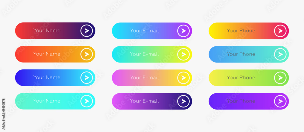 Web buttons flat design template with color gradient Web buttons flat design template with color gradient