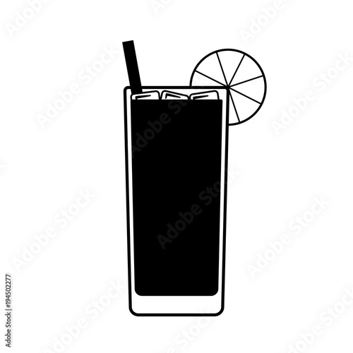 Vector Long Island drink with a piece of lemon, a straw and ice on top. Every piece isolated.