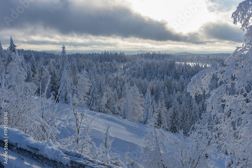 Empty ski slope in winter