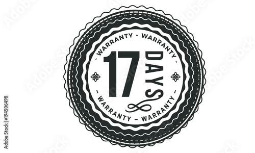 17 days warranty icon rubber stamp