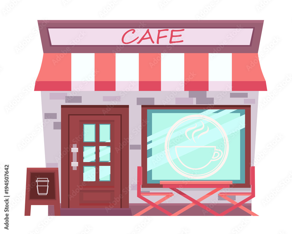 Obraz premium Cafe isolated on white background. Flat design. Vector illustration