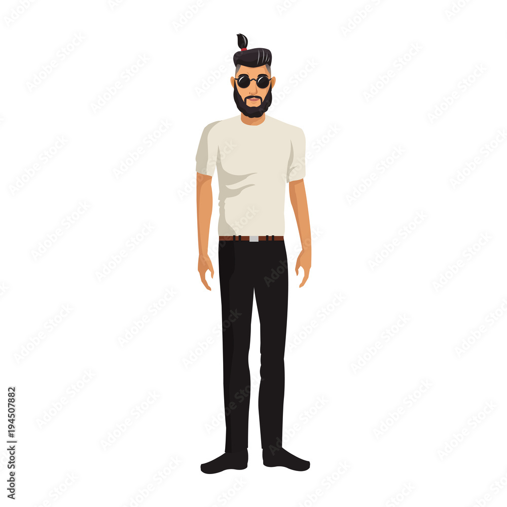 Hipster fashion man cartoon vector illustration graphic design