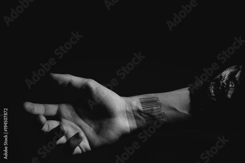 Hand With Bar Code On Wrist photo