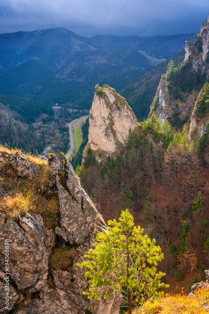 Mountain landscape in autumn season, The Vratna valley at the national park Mala Fatra, Slovakia, Europe.