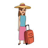 Tourist woman cartoon vector illustration graphic design