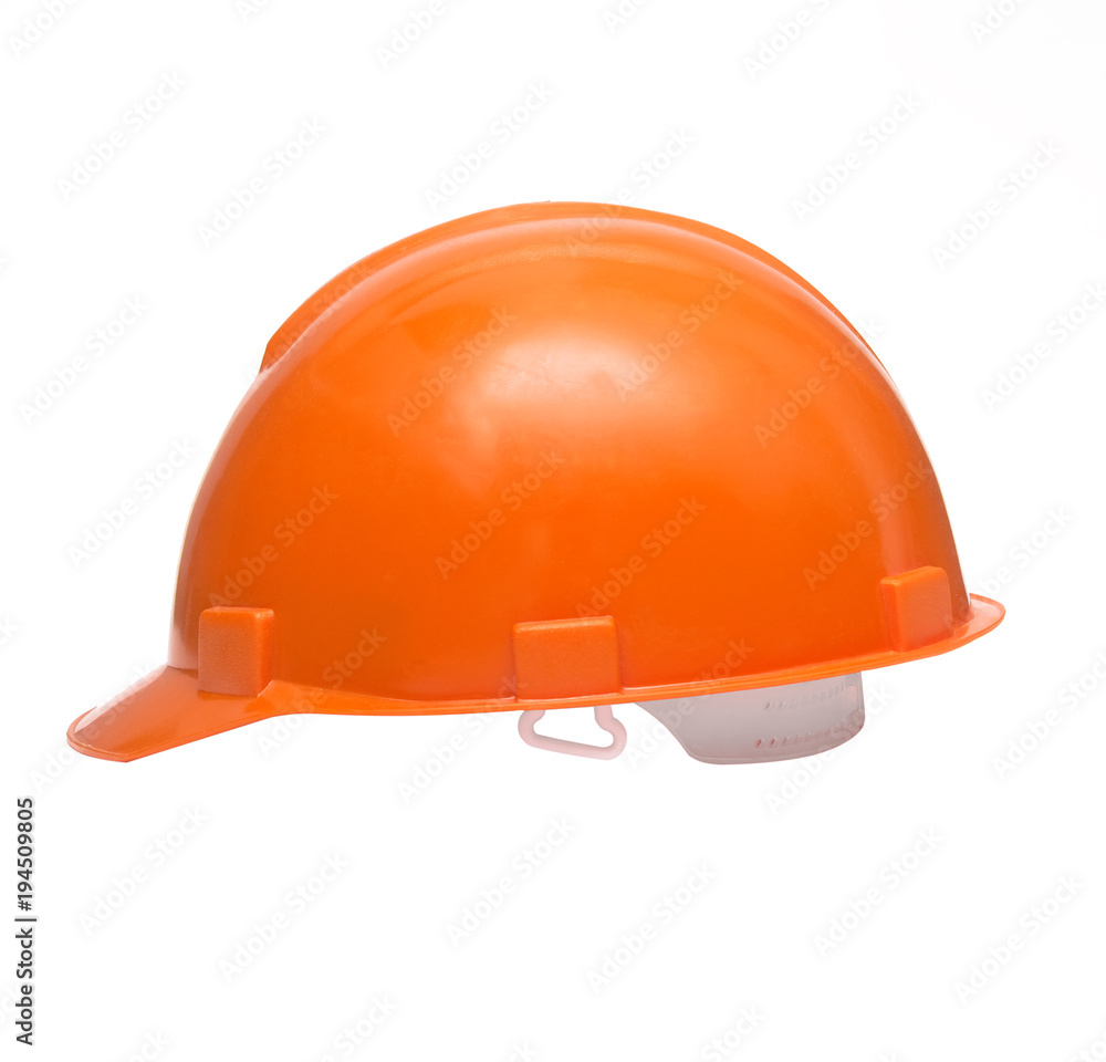 Orange hard hat side view. Orange hard hat side view.