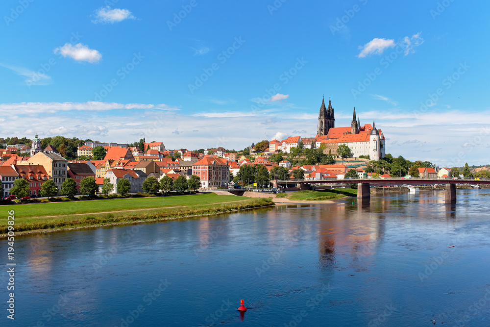 Historical center of the city. Albrechtsburg castle and the Gothic Meissen Cathedral, Meissen (Meißen), Saxony.