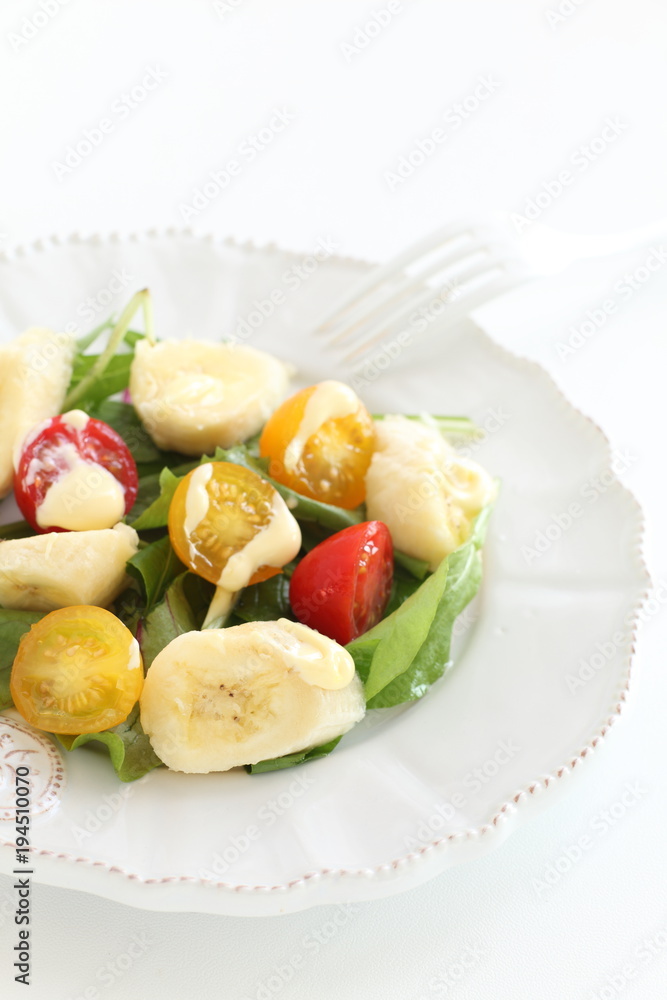 Banana and multiple color tomato salad Banana and multiple color tomato salad