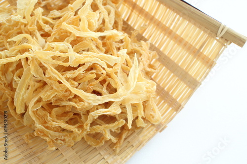 Japanese food ingredient  dried radish on bamboo basket