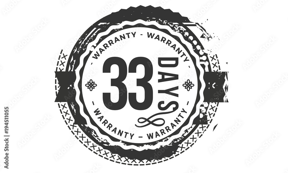 33 days warranty icon vintage rubber stamp guarantee