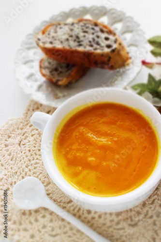 Homemade thick pumpkin soup