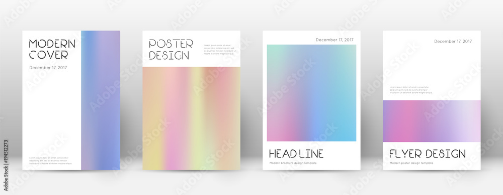 Flyer layout. Minimal alive template for Brochure, Annual Report, Magazine, Poster, Corporate Presentation, Portfolio, Flyer. Artistic pastel hologram cover page.