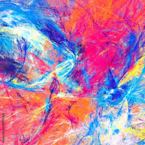 Obraz Jasne plamy artystyczne. Malarstwo abstrakcyjne kolor tekstury. Nowoczesny futurystyczny wzór. Dynamiczne tło wielokolorowe. Fraktalna grafika do kreatywnego projektowania graficznego.