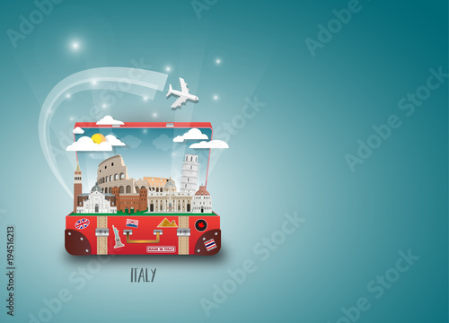 Italy Landmark Global Travel And Journey paper background. Vector Design Template.used for your advertisement, book, banner, template, travel business or presentation