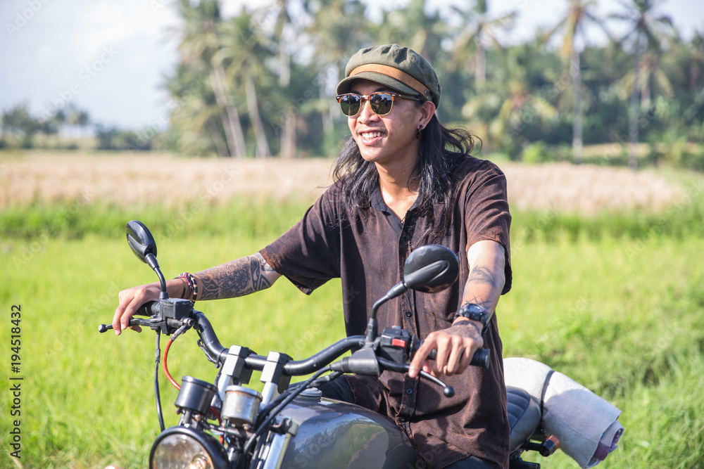 Travel time - couple on a motorbike Travel time - couple on a motorbike