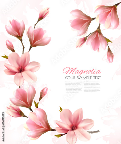 Fototapeta Naklejka Na Ścianę i Meble -  Abstract spring background with beautiful magnolia branches. Vector.