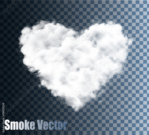 Realistic Transparent Vector Cloud Heart.