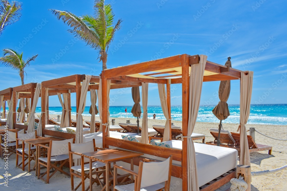 Luxury beach setting in Cancun, Mexico 