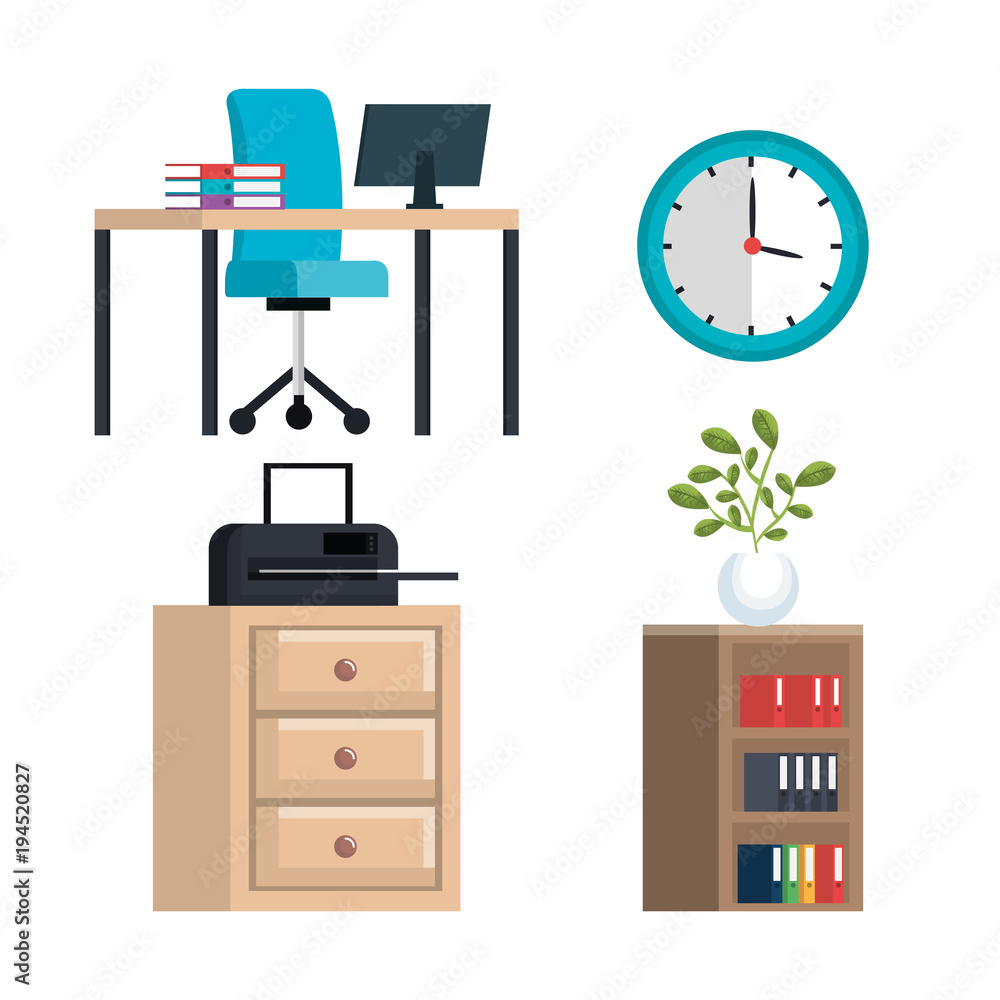 office equipment set icons vector illustration design office equipment set icons vector illustration design