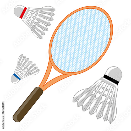 Tennis racket and shuttlecock