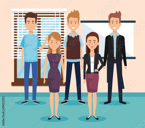 people working in the office vector illustration design