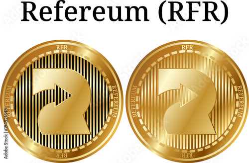 Set of physical golden coin Refereum (RFR) photo